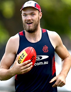 AFL 2014 Training - Melbourne 051114 Dean Terlich (left) and Max Gawn of the Demons in action during the Melbourne Demons training session at Gosch's Paddock, Melbourne on November 05, 2014. (Photo: Michael Willson/AFL Media)